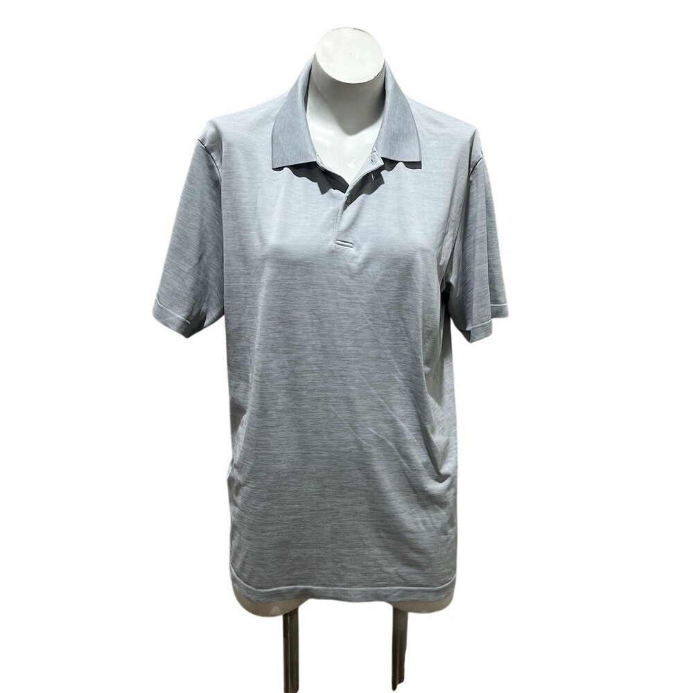 Uniqlo Polo Shirt Mens L Gray Heather Short Sleeve Classic Golf Casual